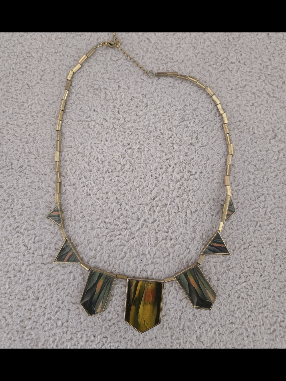 House Of Harlow Gold-Tone Geometric Green Statement Necklace